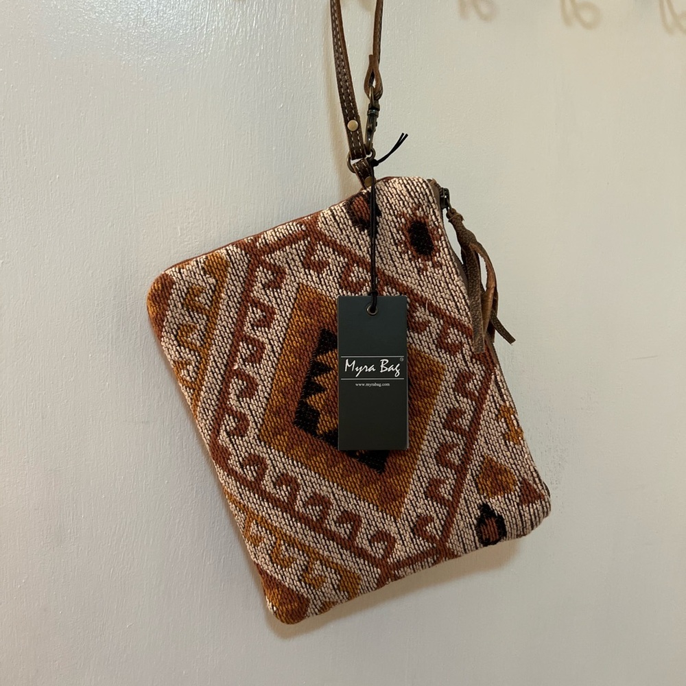 Myra Bag Brown Aztec Pattern Clutch